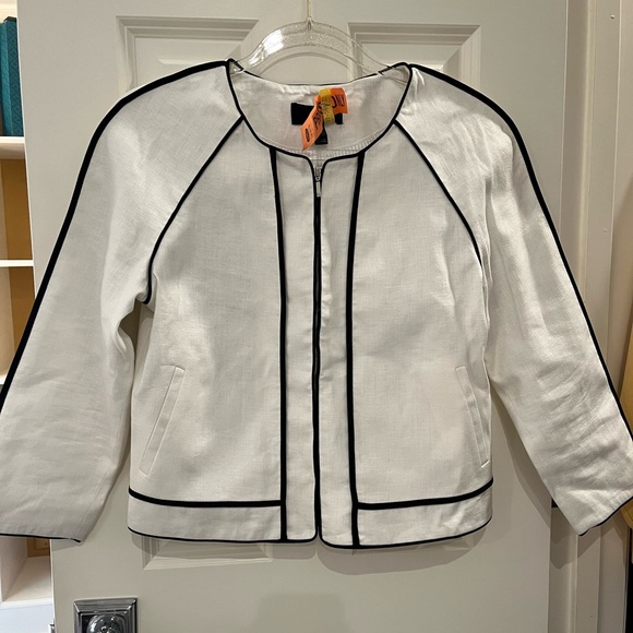 J. Crew Herringbone Linen Blazer Jacket size 4 - Picture 2 of 8